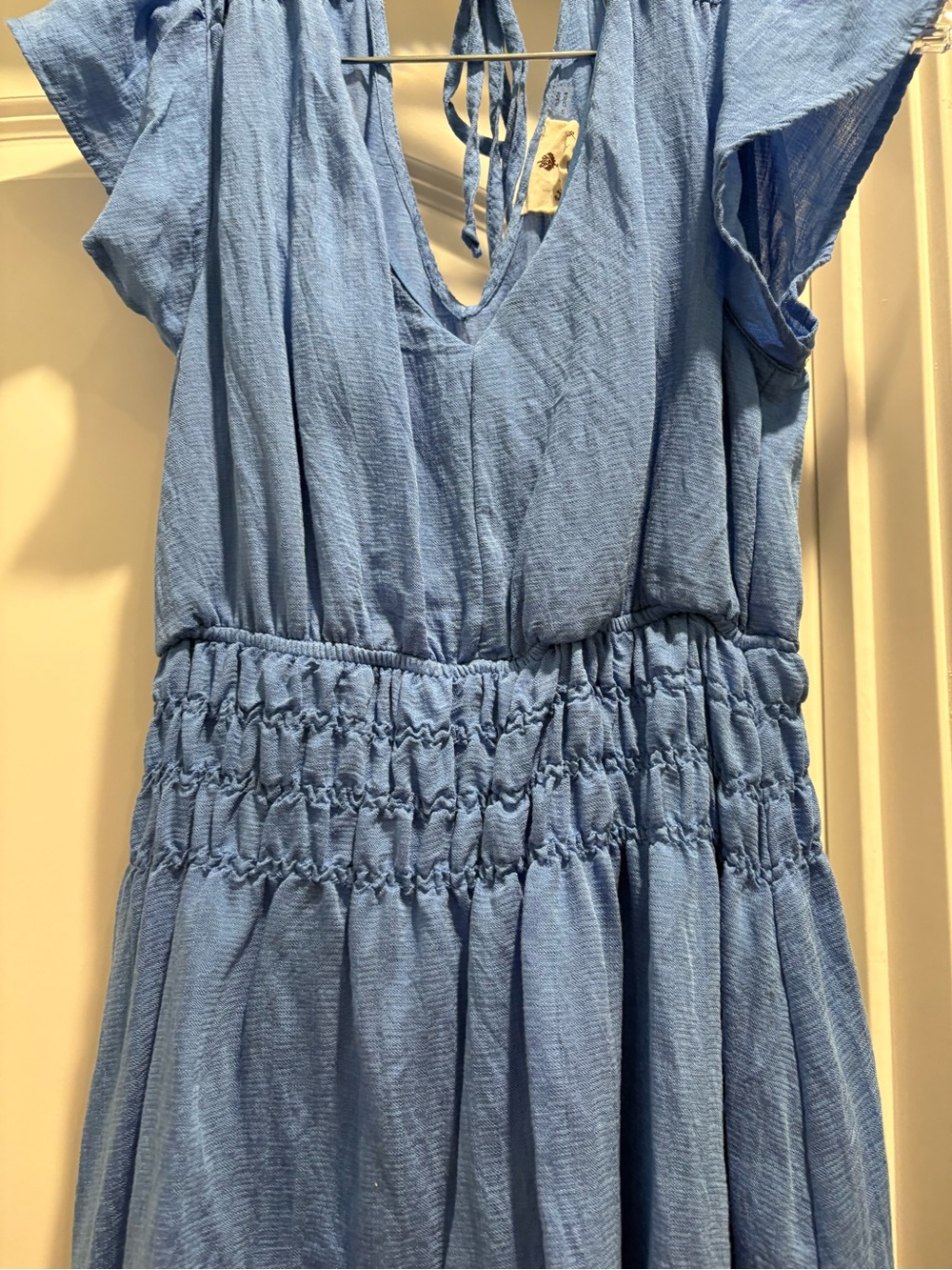 Blue Ruffle Sleeve Dress - Picture 4 of 6